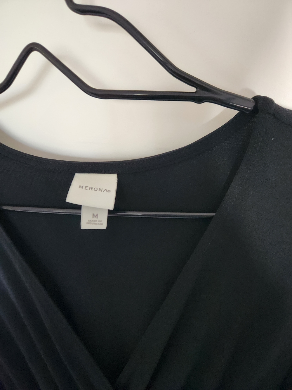 Merona Black Wrap Midi Dress with Printed Tie Belt - Picture 4 of 13